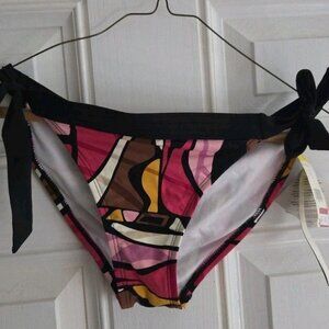 Perry Ellis Womens Suze M Bikini Bottom Multicolor Geometric Side Bow